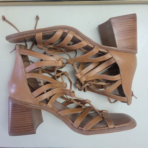 Tan Gladiator Sandals with High Straps - Picture 7 of 10